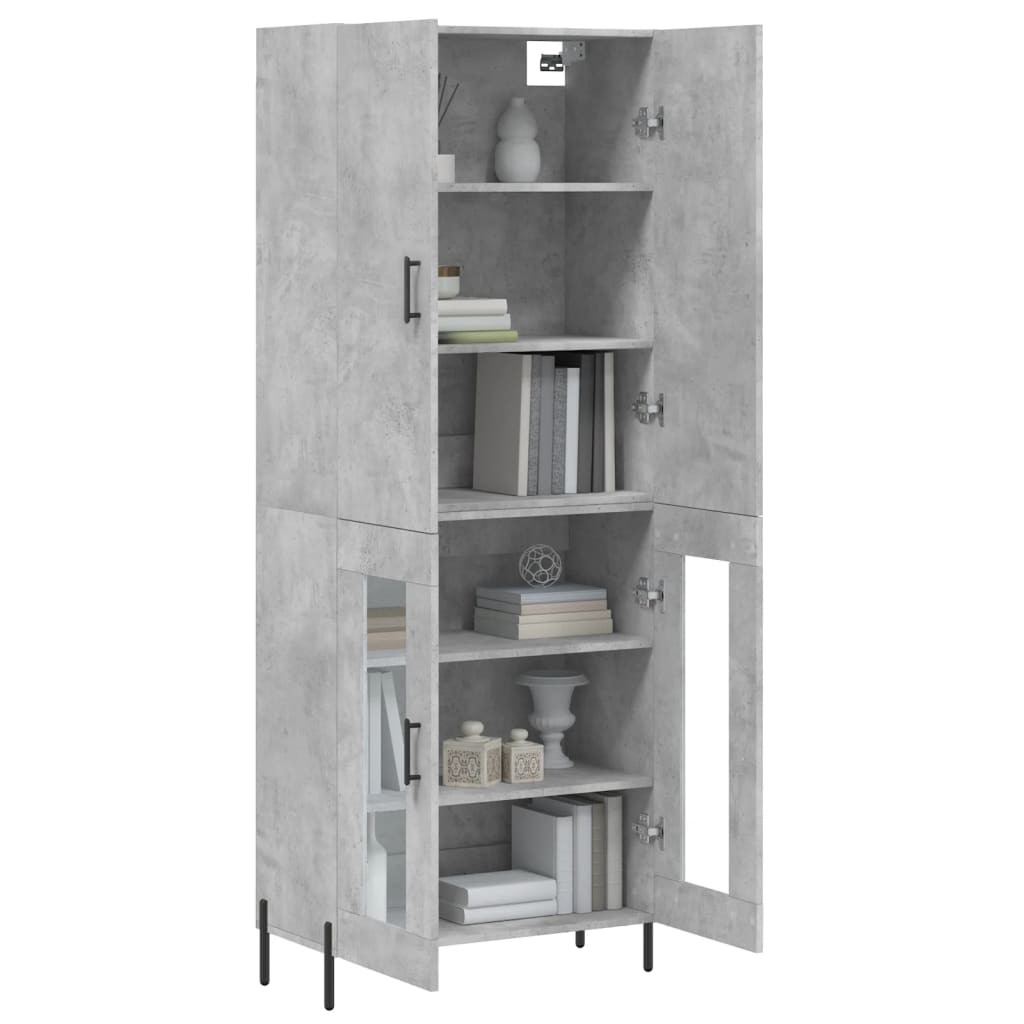 Hoge kast 69,5x34x180 cm bewerkt hout betongrijs