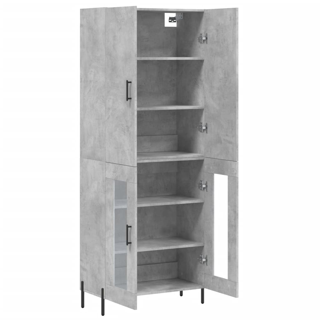 Hoge kast 69,5x34x180 cm bewerkt hout betongrijs