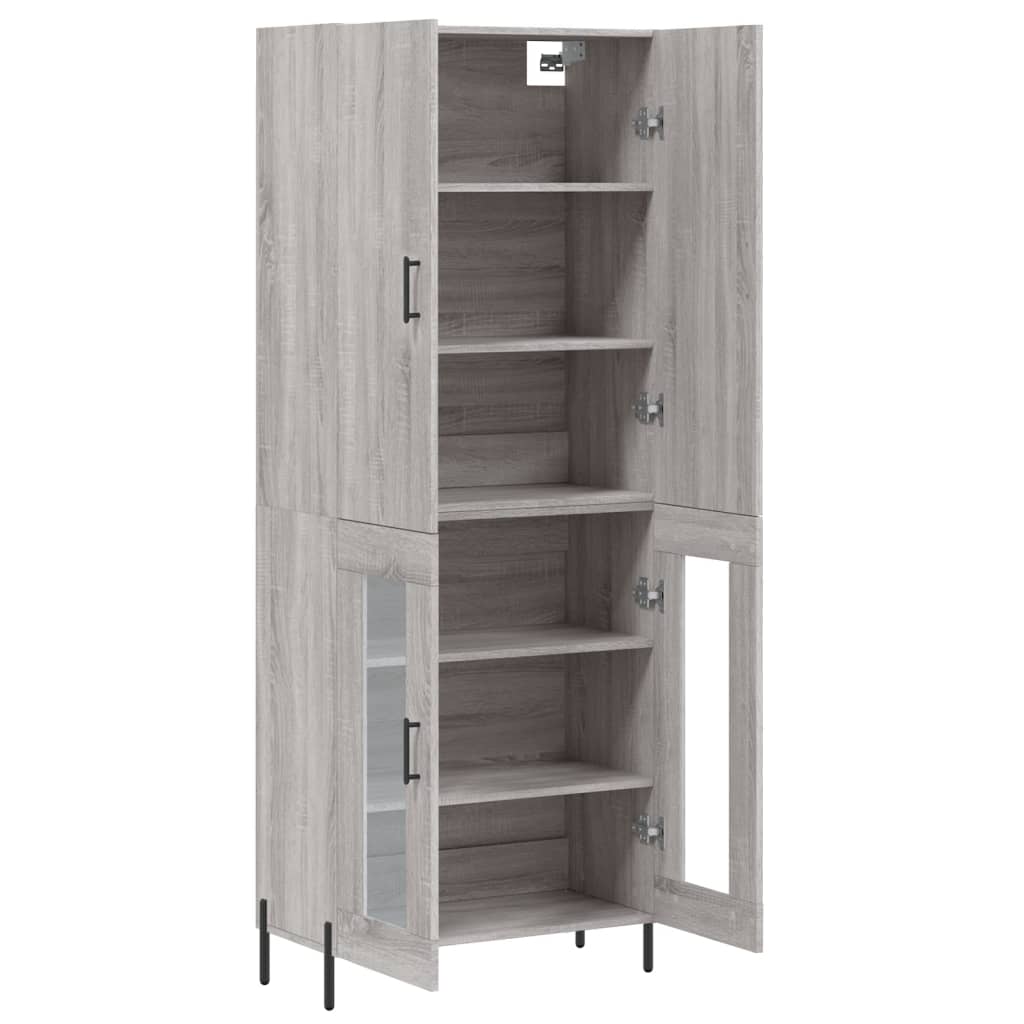 Hoge kast 69,5x34x180 cm bewerkt hout grijs sonoma eikenkleurig