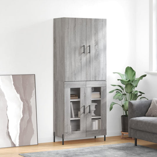 Hoge kast 69,5x34x180 cm bewerkt hout grijs sonoma eikenkleurig