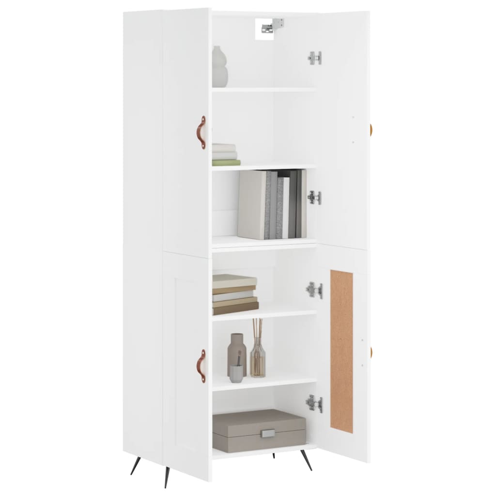 Hoge kast 69,5x34x180 cm bewerkt hout wit