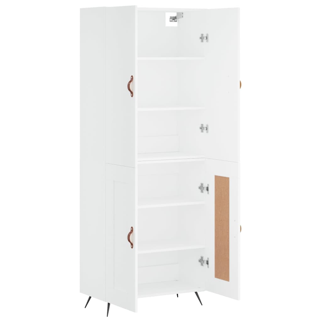 Hoge kast 69,5x34x180 cm bewerkt hout wit