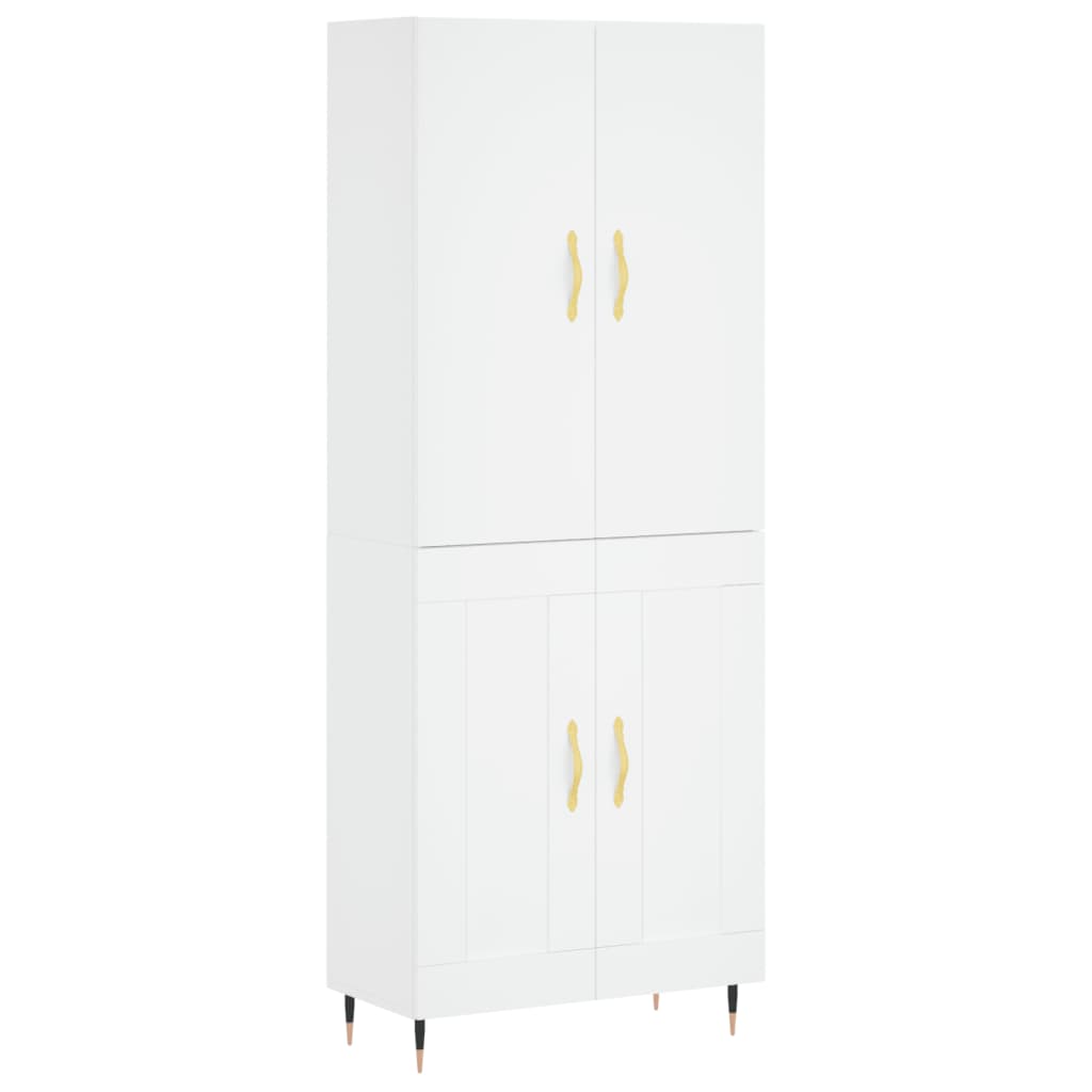 Hoge kast 69,5x34x180 cm bewerkt hout wit