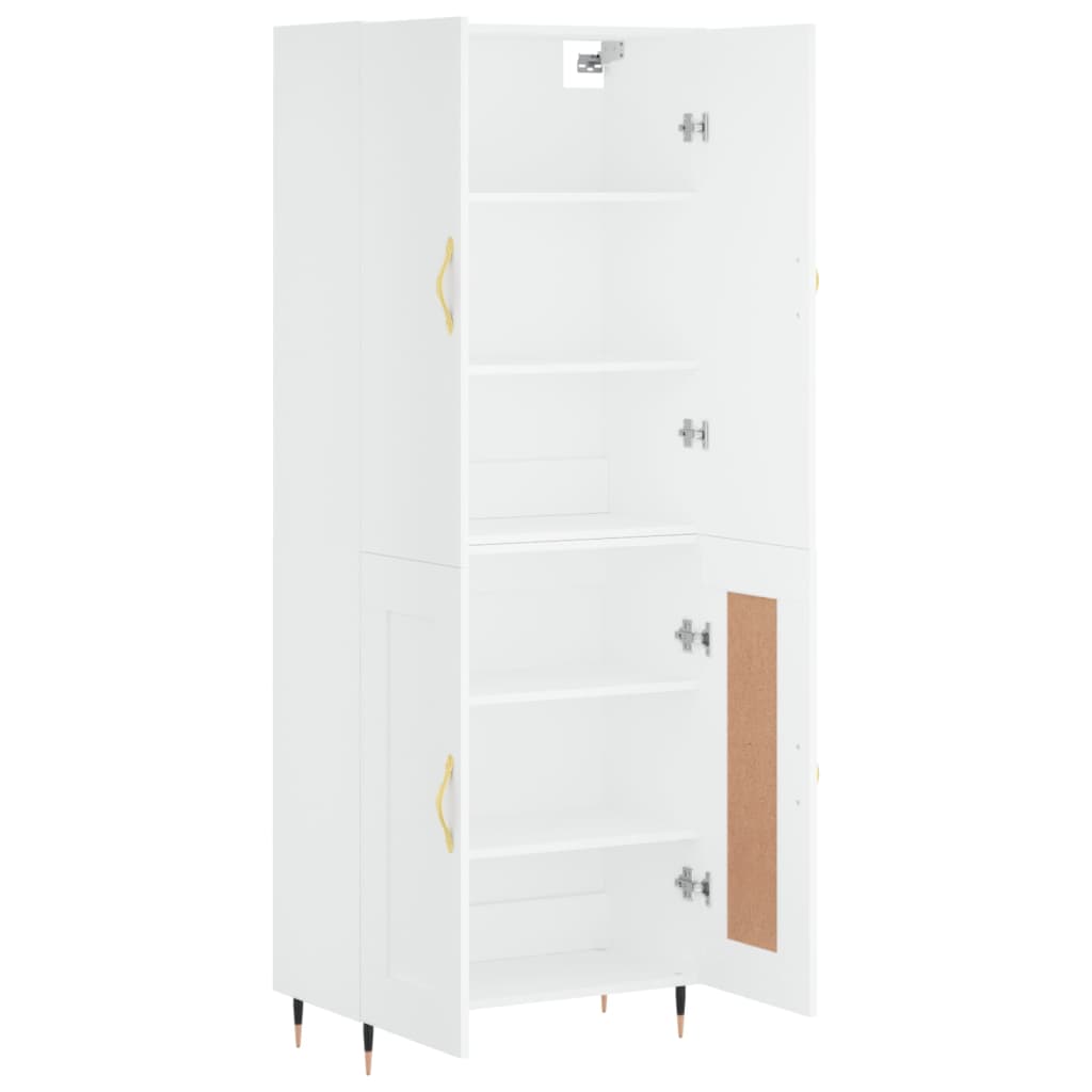 Hoge kast 69,5x34x180 cm bewerkt hout wit