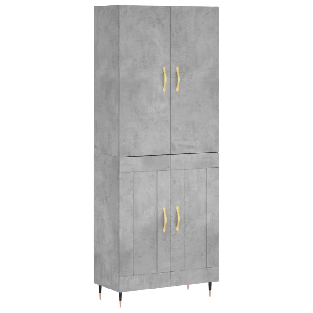 Hoge kast 69,5x34x180 cm bewerkt hout betongrijs