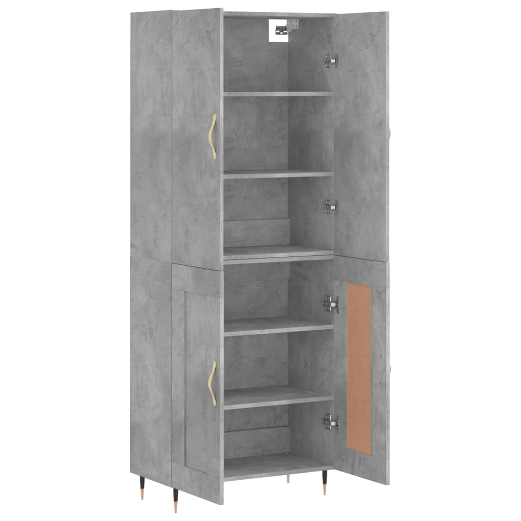 Hoge kast 69,5x34x180 cm bewerkt hout betongrijs