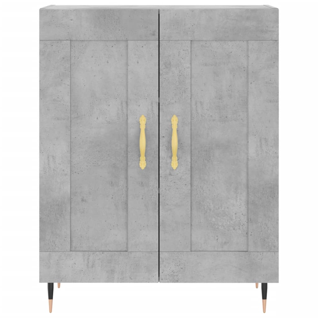 Hoge kast 69,5x34x180 cm bewerkt hout betongrijs
