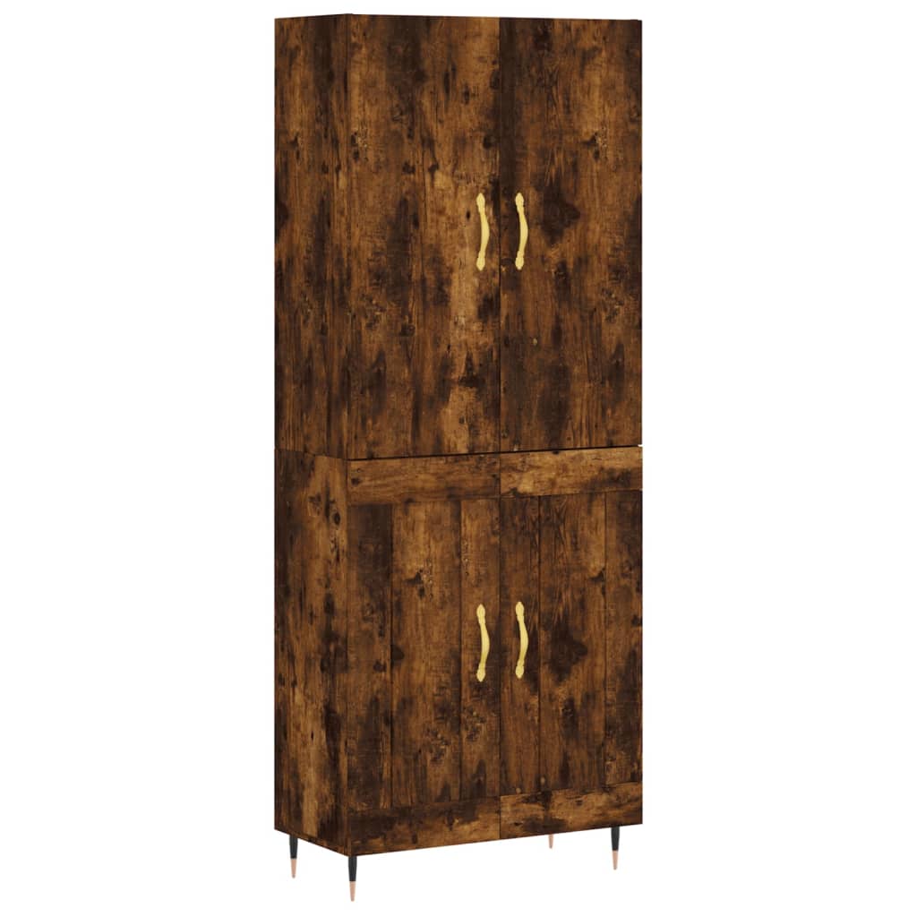 Hoge kast 69,5x34x180 cm bewerkt hout gerookt eikenkleurig
