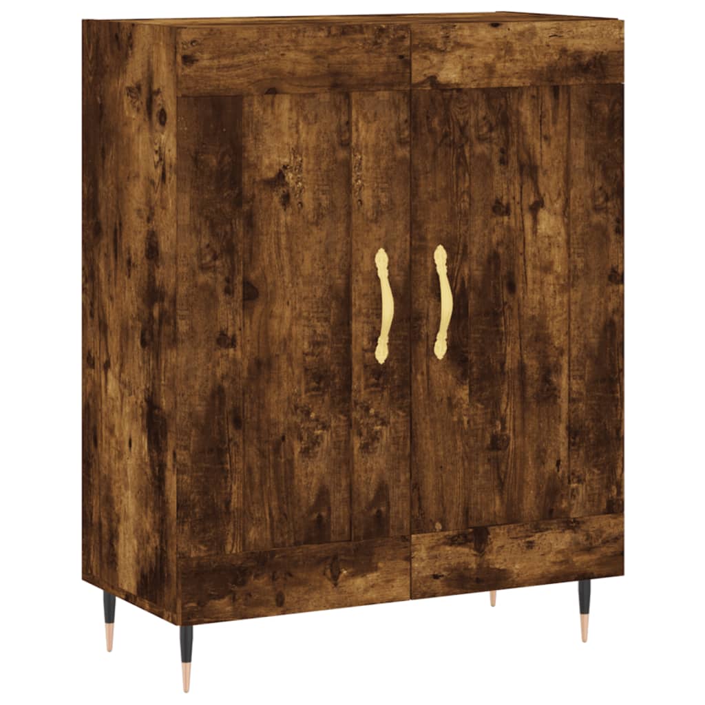 Hoge kast 69,5x34x180 cm bewerkt hout gerookt eikenkleurig