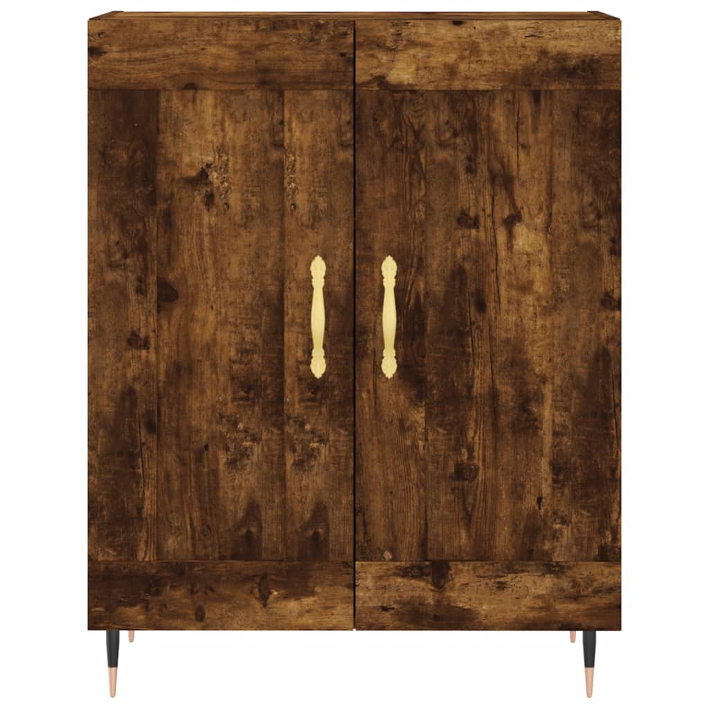 Hoge kast 69,5x34x180 cm bewerkt hout gerookt eikenkleurig