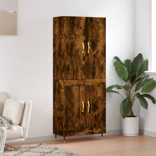 Hoge kast 69,5x34x180 cm bewerkt hout gerookt eikenkleurig