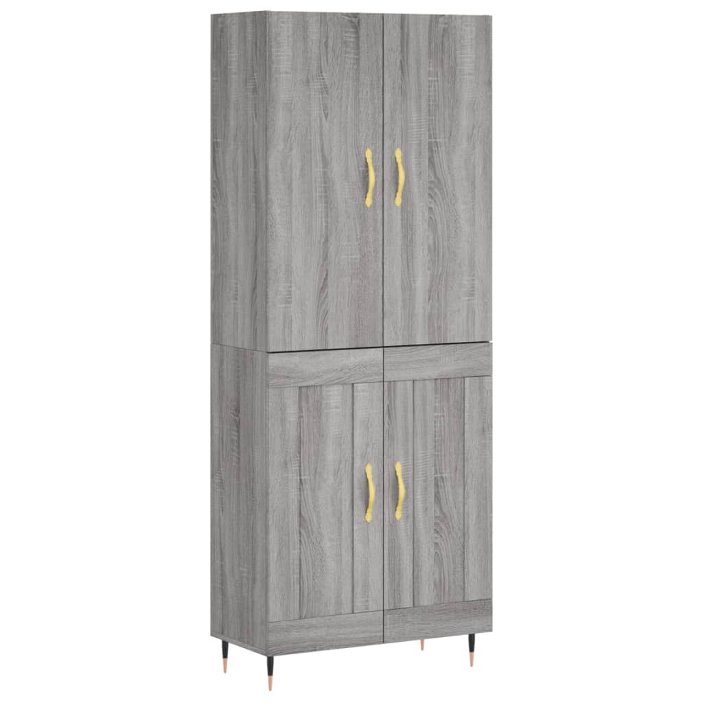 Hoge kast 69,5x34x180 cm bewerkt hout grijs sonoma eikenkleurig
