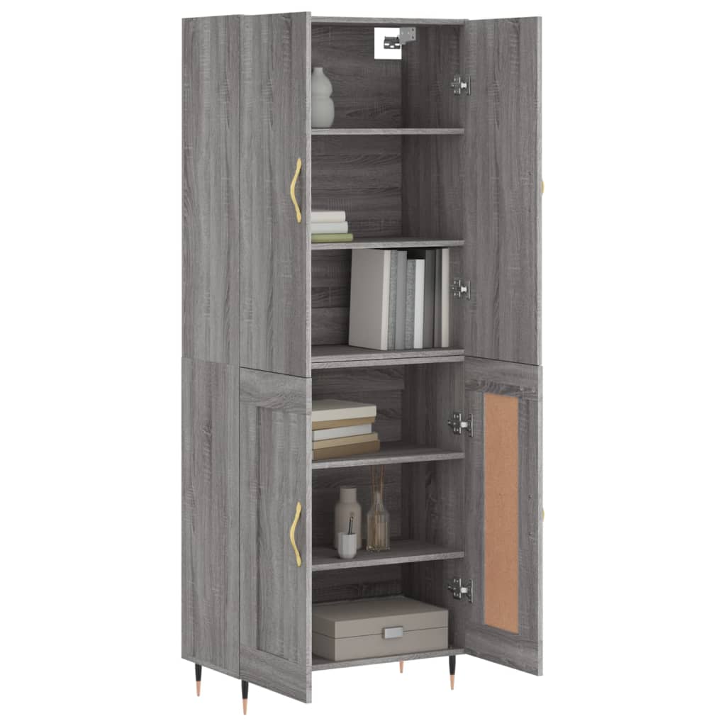 Hoge kast 69,5x34x180 cm bewerkt hout grijs sonoma eikenkleurig