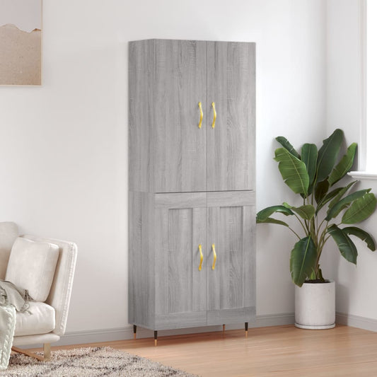 Hoge kast 69,5x34x180 cm bewerkt hout grijs sonoma eikenkleurig