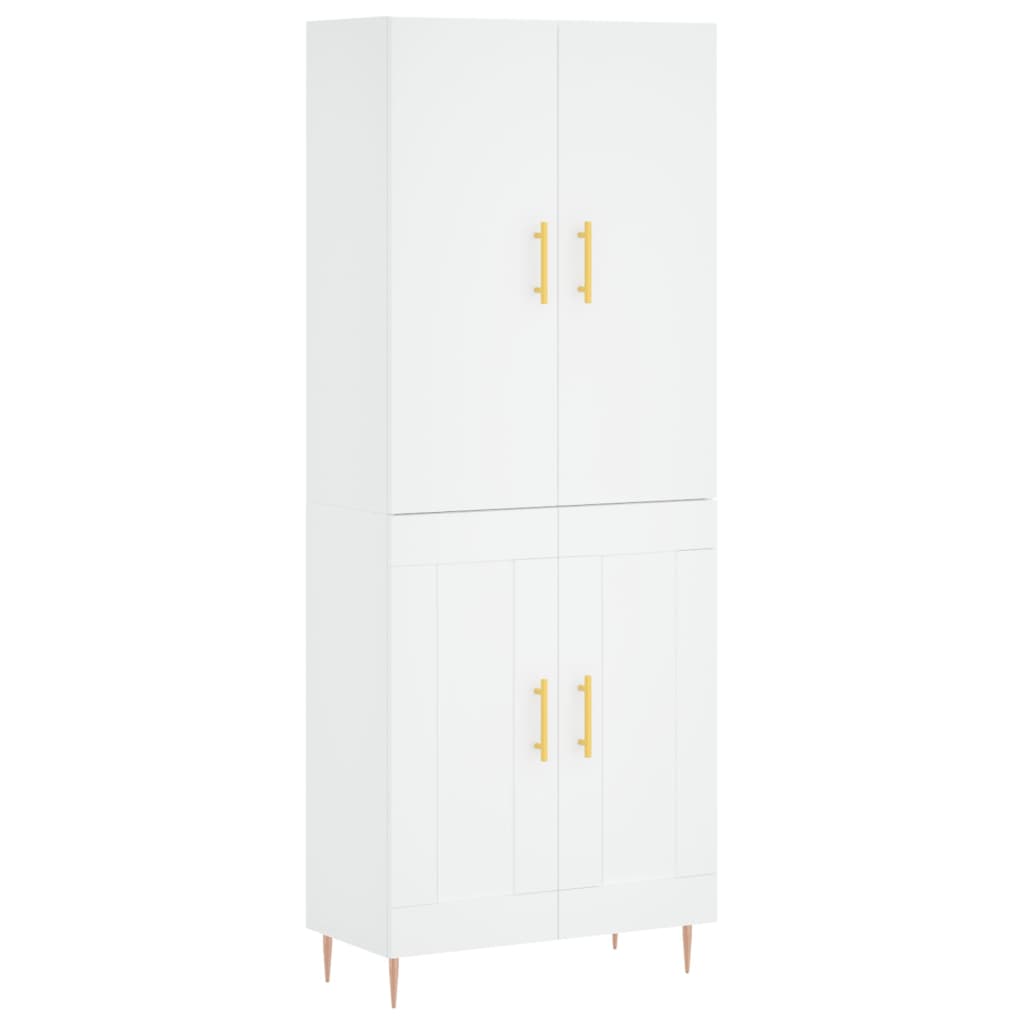 Hoge kast 69,5x34x180 cm bewerkt hout wit