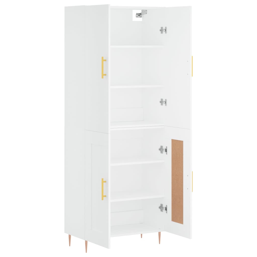 Hoge kast 69,5x34x180 cm bewerkt hout wit