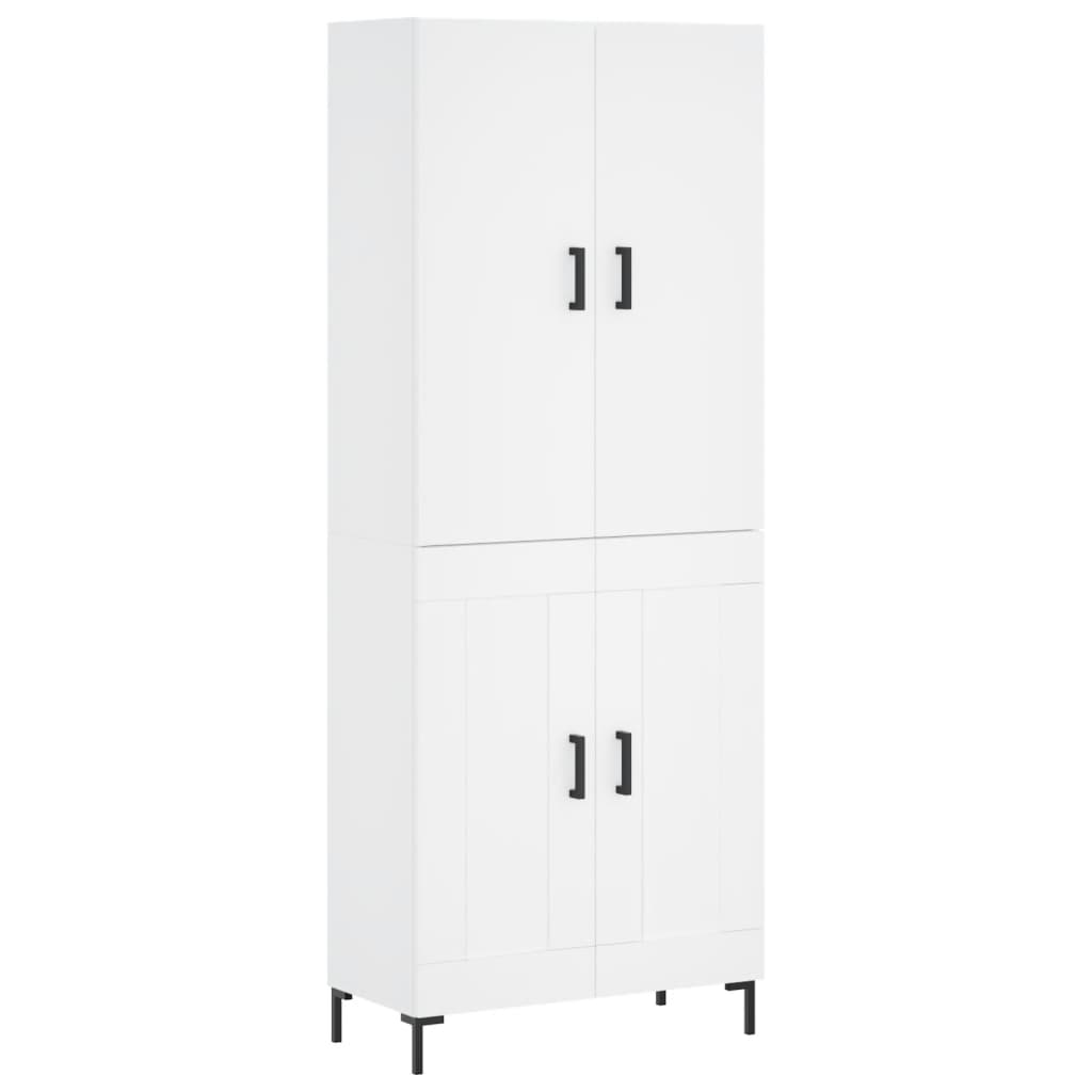 Hoge kast 69,5x34x180 cm bewerkt hout wit
