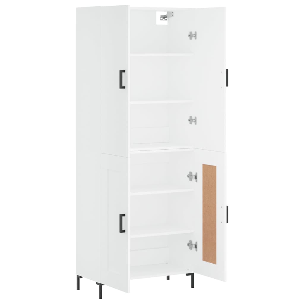 Hoge kast 69,5x34x180 cm bewerkt hout wit