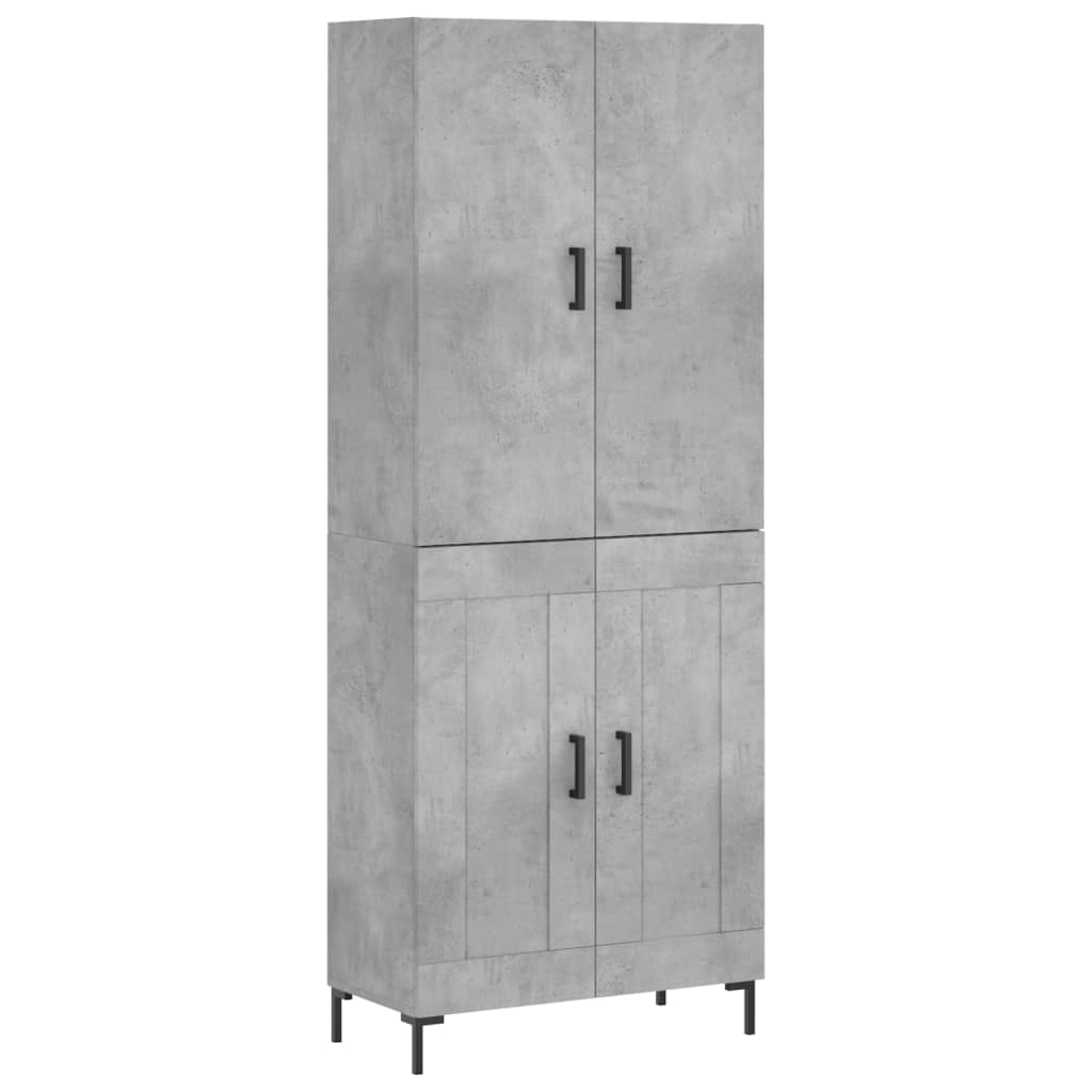 Hoge kast 69,5x34x180 cm bewerkt hout betongrijs