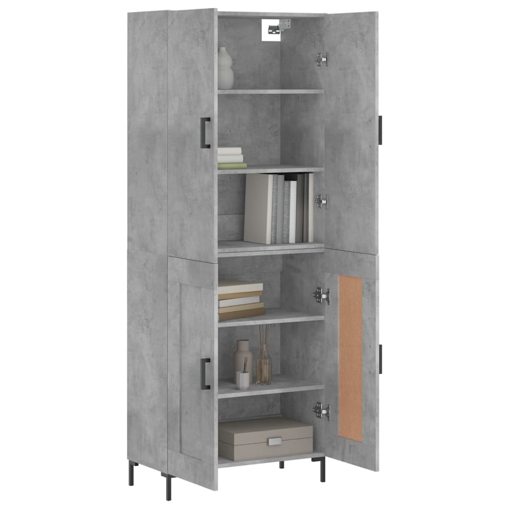 Hoge kast 69,5x34x180 cm bewerkt hout betongrijs