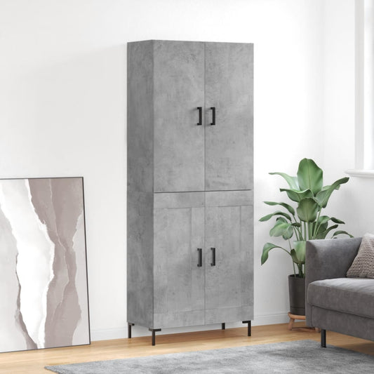 Hoge kast 69,5x34x180 cm bewerkt hout betongrijs