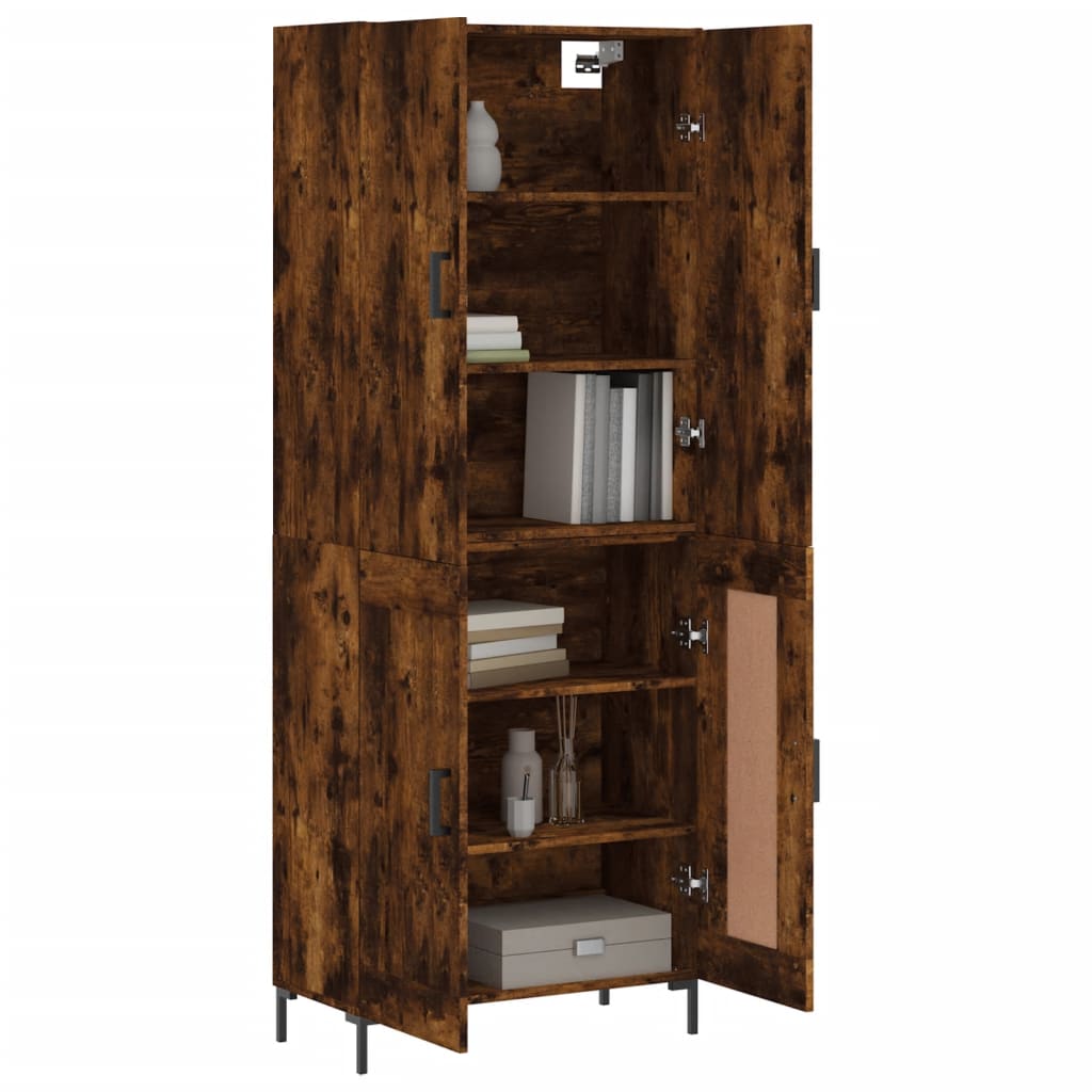 Hoge kast 69,5x34x180 cm bewerkt hout gerookt eikenkleurig