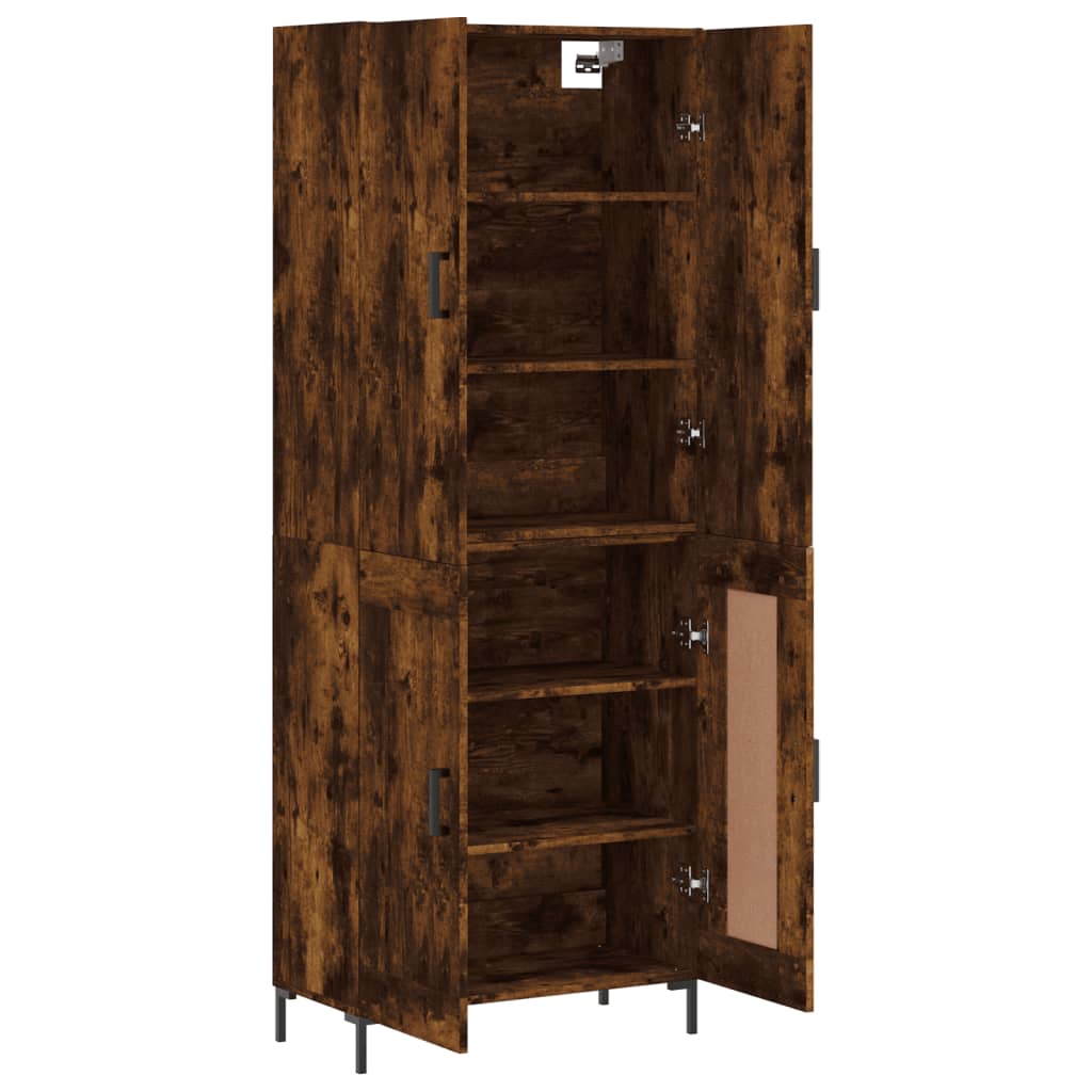 Hoge kast 69,5x34x180 cm bewerkt hout gerookt eikenkleurig