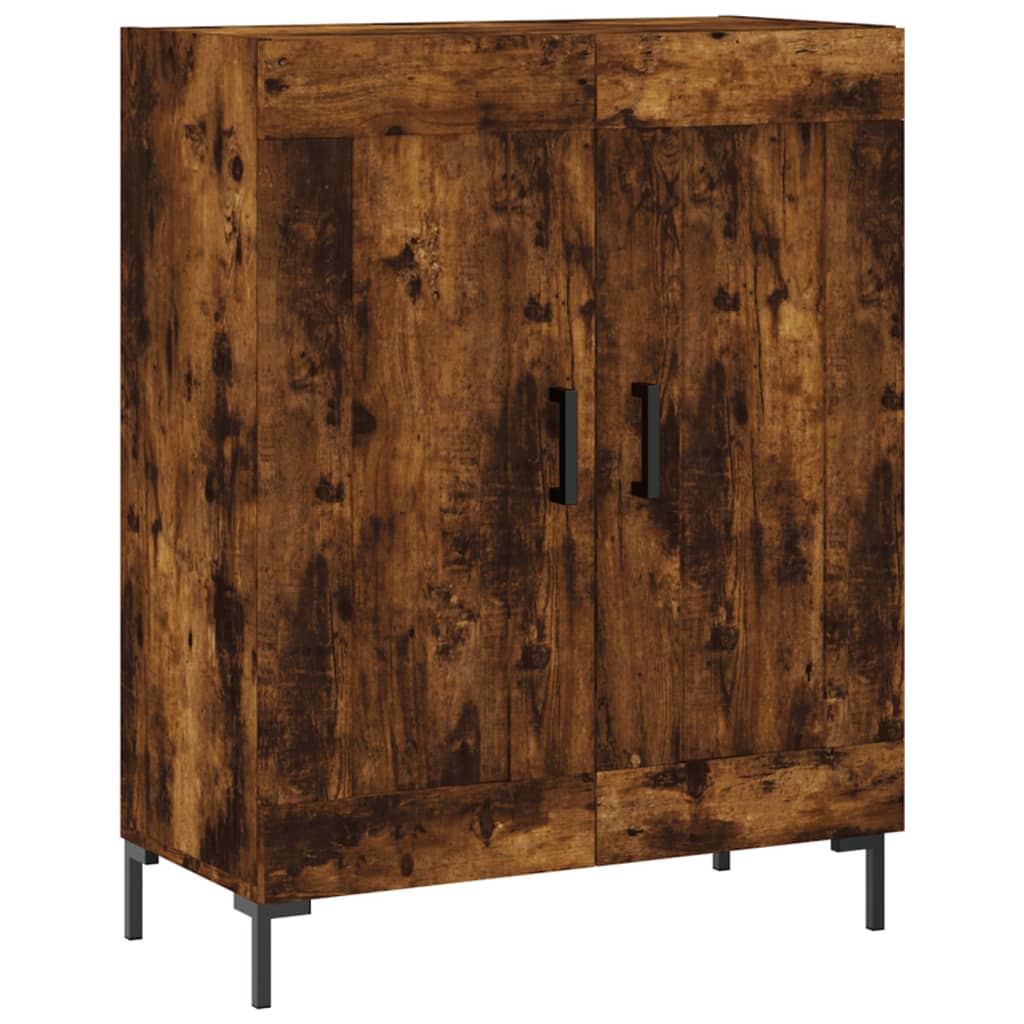 Hoge kast 69,5x34x180 cm bewerkt hout gerookt eikenkleurig
