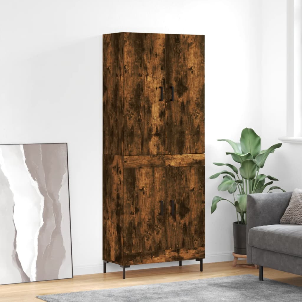 Hoge kast 69,5x34x180 cm bewerkt hout gerookt eikenkleurig