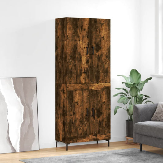 Hoge kast 69,5x34x180 cm bewerkt hout gerookt eikenkleurig