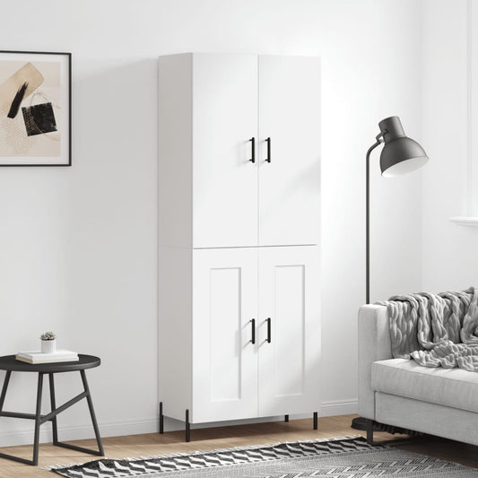 Hoge kast 69,5x34x180 cm bewerkt hout wit