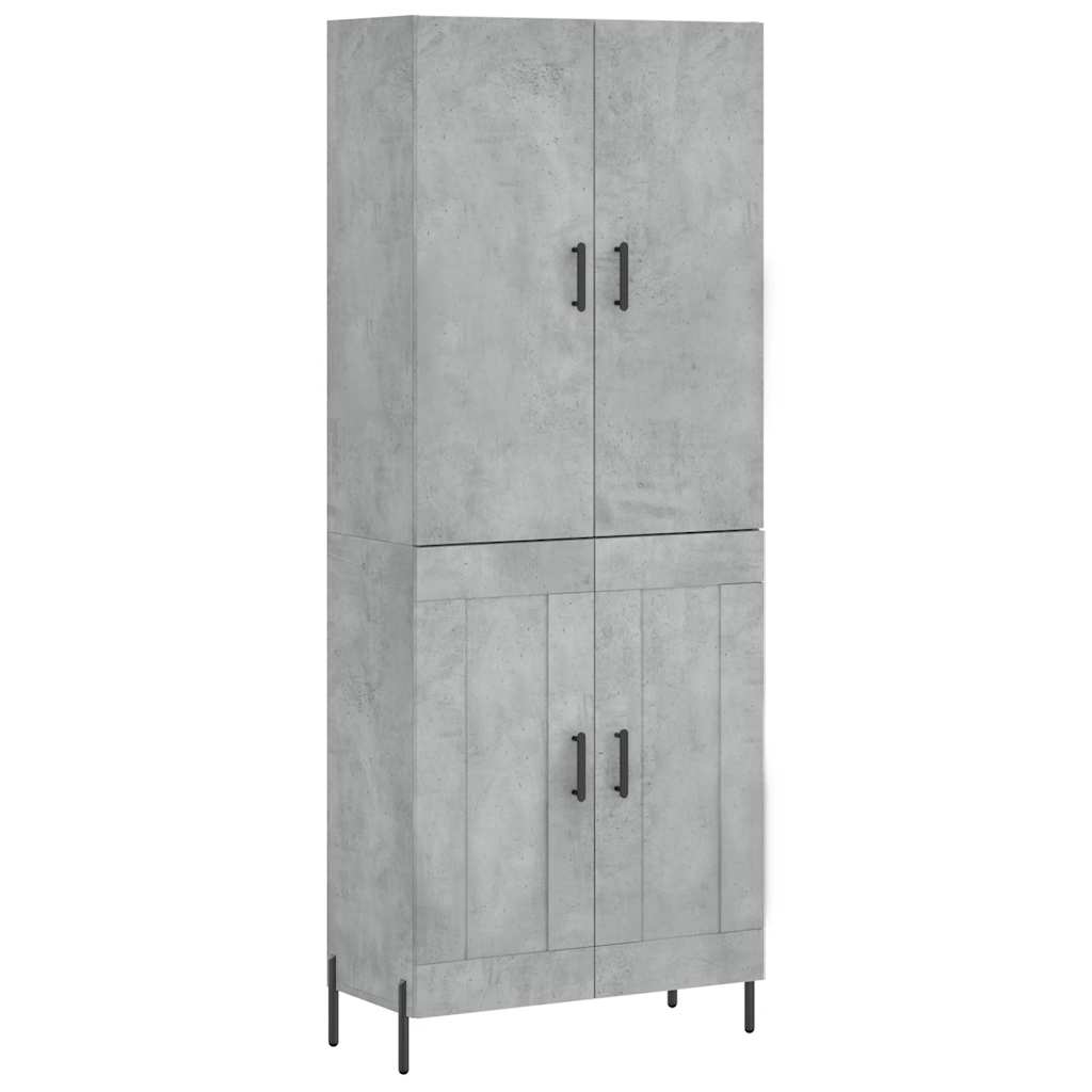 Hoge kast 69,5x34x180 cm bewerkt hout betongrijs