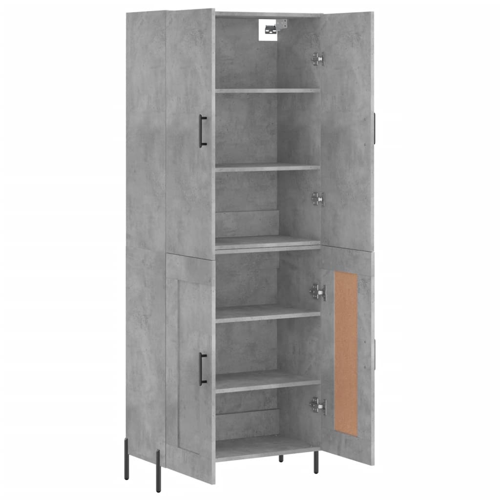 Hoge kast 69,5x34x180 cm bewerkt hout betongrijs