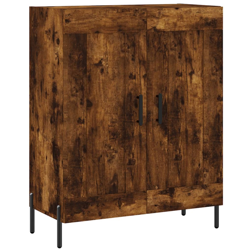 Hoge kast 69,5x34x180 cm bewerkt hout gerookt eikenkleurig