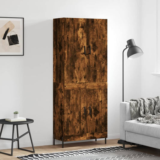 Hoge kast 69,5x34x180 cm bewerkt hout gerookt eikenkleurig