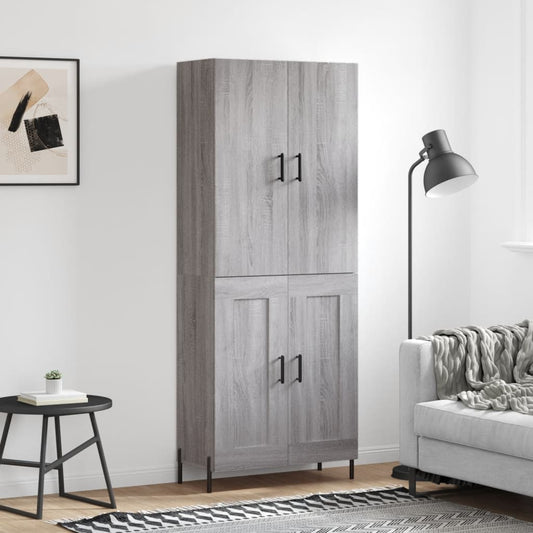 Hoge kast 69,5x34x180 cm bewerkt hout grijs sonoma eikenkleurig
