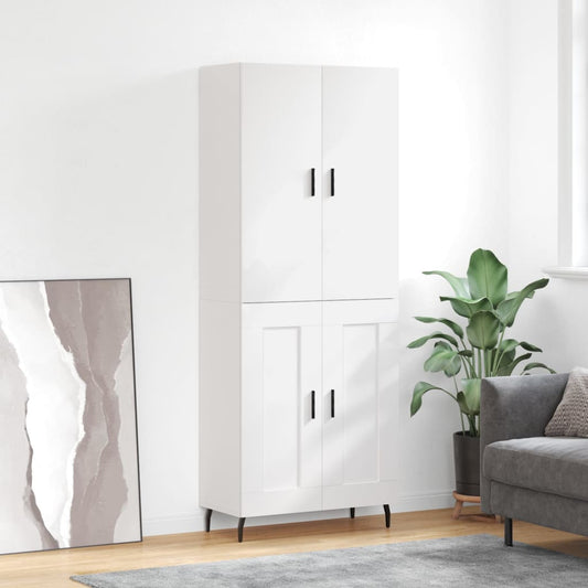 Hoge kast 69,5x34x180 cm bewerkt hout wit