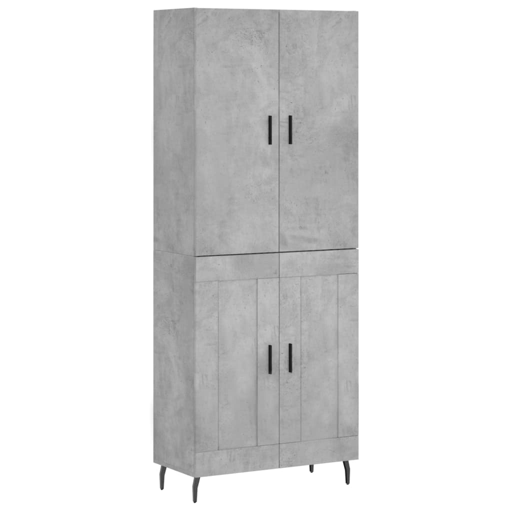 Hoge kast 69,5x34x180 cm bewerkt hout betongrijs