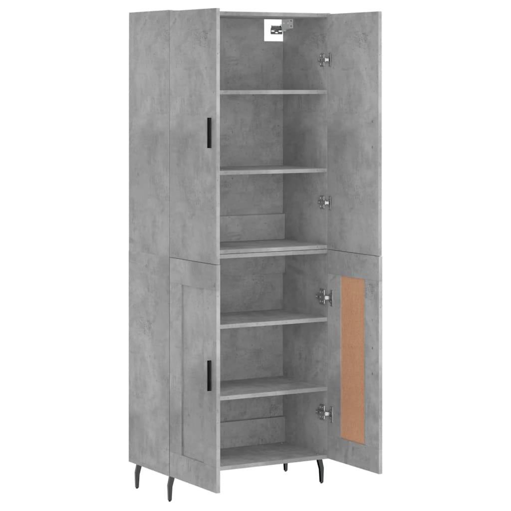 Hoge kast 69,5x34x180 cm bewerkt hout betongrijs
