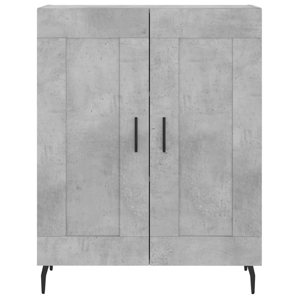 Hoge kast 69,5x34x180 cm bewerkt hout betongrijs