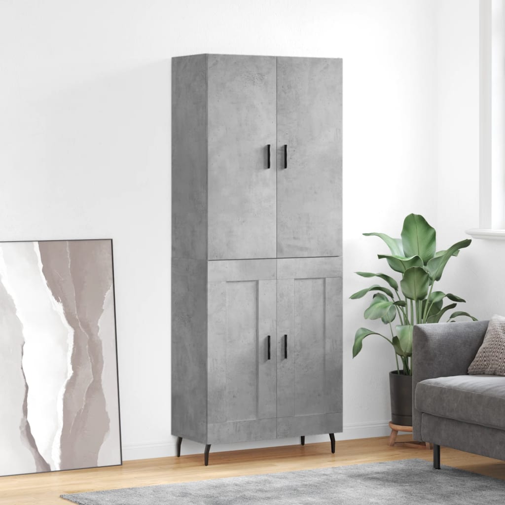 Hoge kast 69,5x34x180 cm bewerkt hout betongrijs