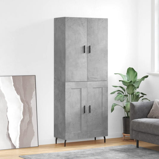 Hoge kast 69,5x34x180 cm bewerkt hout betongrijs