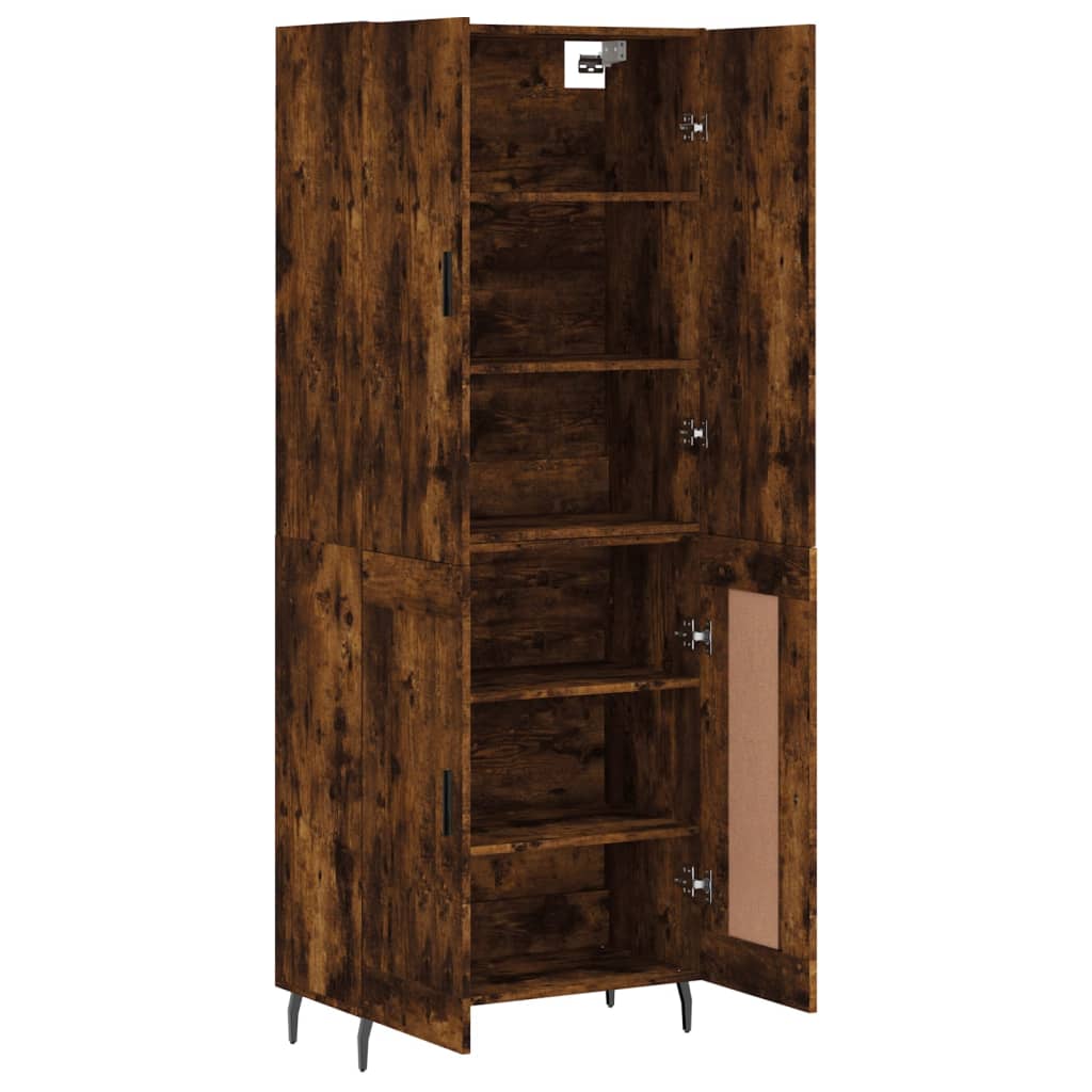 Hoge kast 69,5x34x180 cm bewerkt hout gerookt eikenkleurig