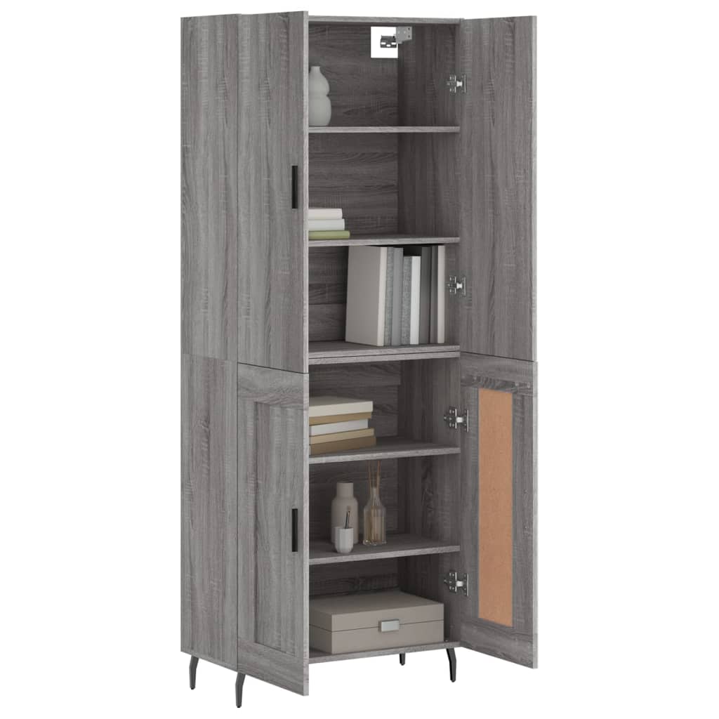 Hoge kast 69,5x34x180 cm bewerkt hout grijs sonoma eikenkleurig