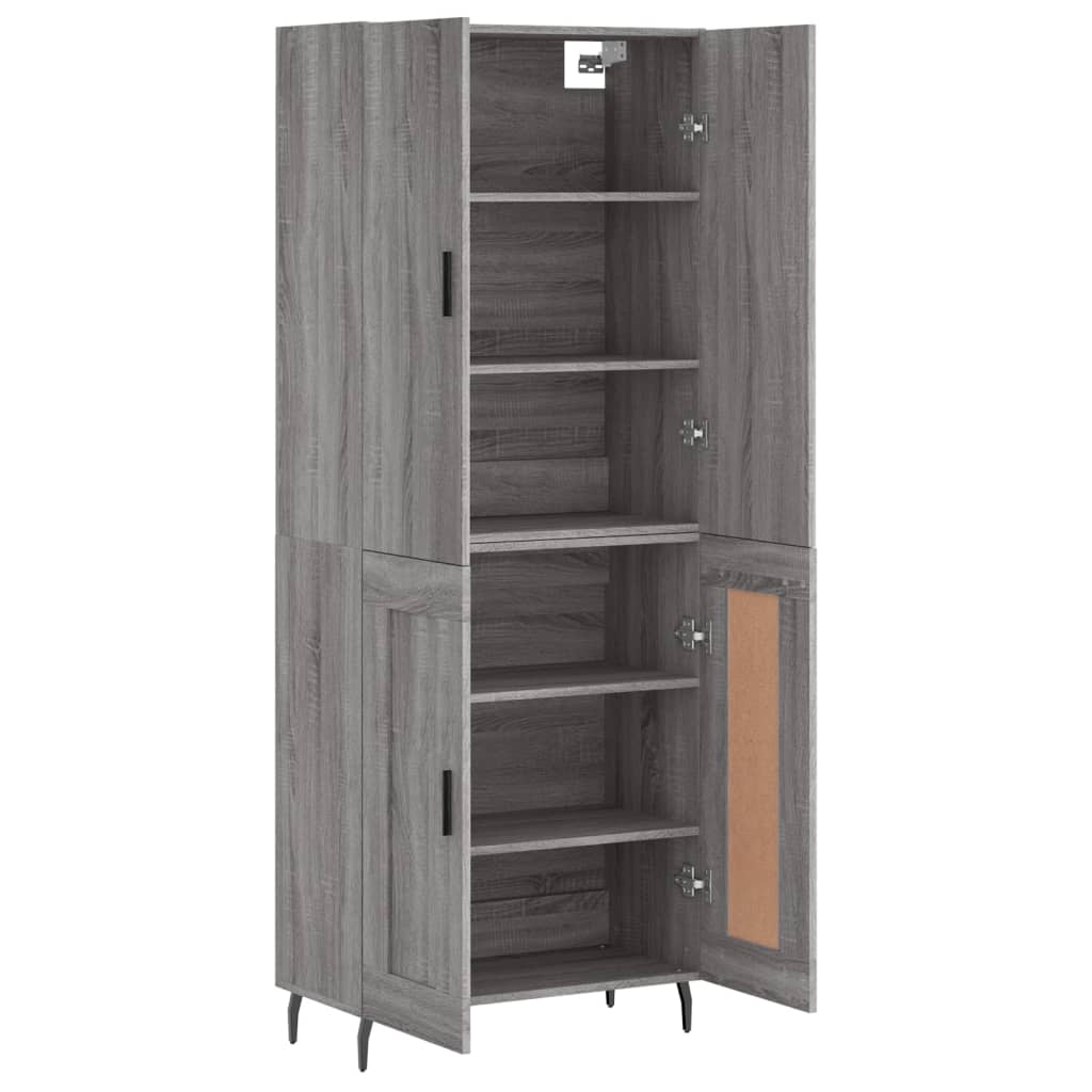 Hoge kast 69,5x34x180 cm bewerkt hout grijs sonoma eikenkleurig