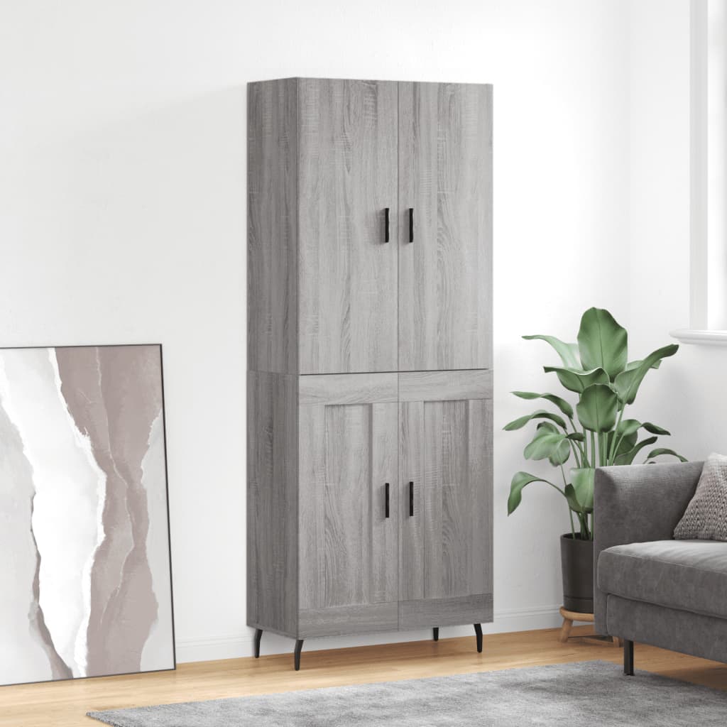 Hoge kast 69,5x34x180 cm bewerkt hout grijs sonoma eikenkleurig