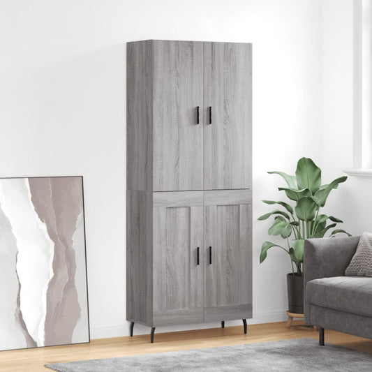 Hoge kast 69,5x34x180 cm bewerkt hout grijs sonoma eikenkleurig