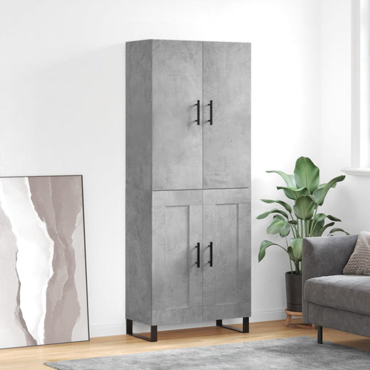 Hoge kast 69,5x34x180 cm bewerkt hout betongrijs