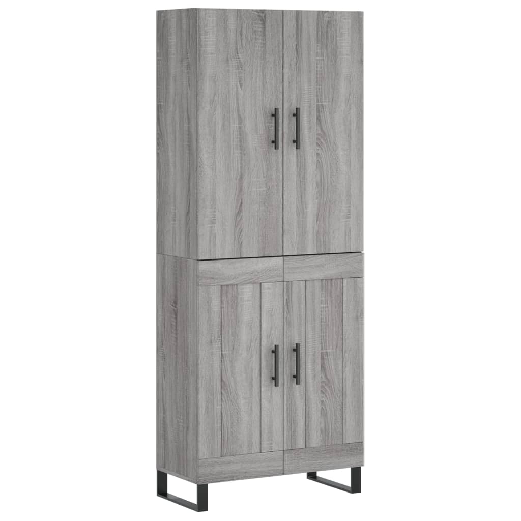 Hoge kast 69,5x34x180 cm bewerkt hout grijs sonoma eikenkleurig