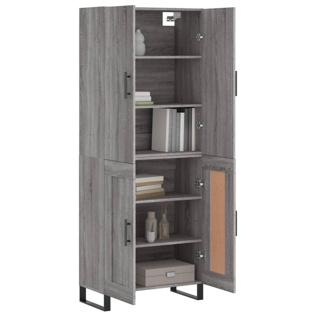 Hoge kast 69,5x34x180 cm bewerkt hout grijs sonoma eikenkleurig